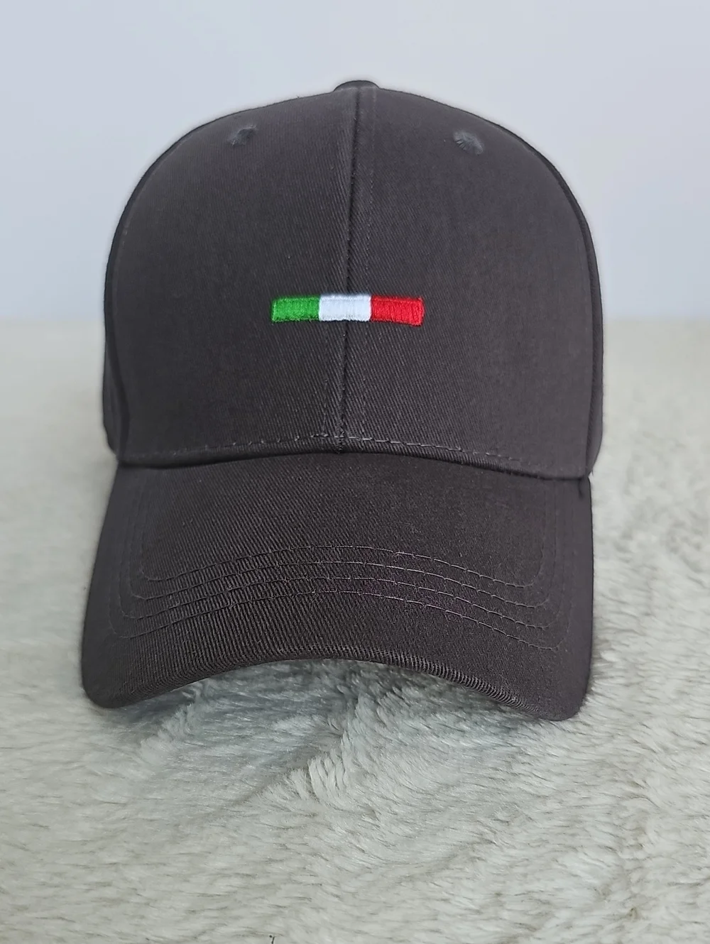 NWT Italian Flag Minimalist Embroidered Black Baseball Cap Hat